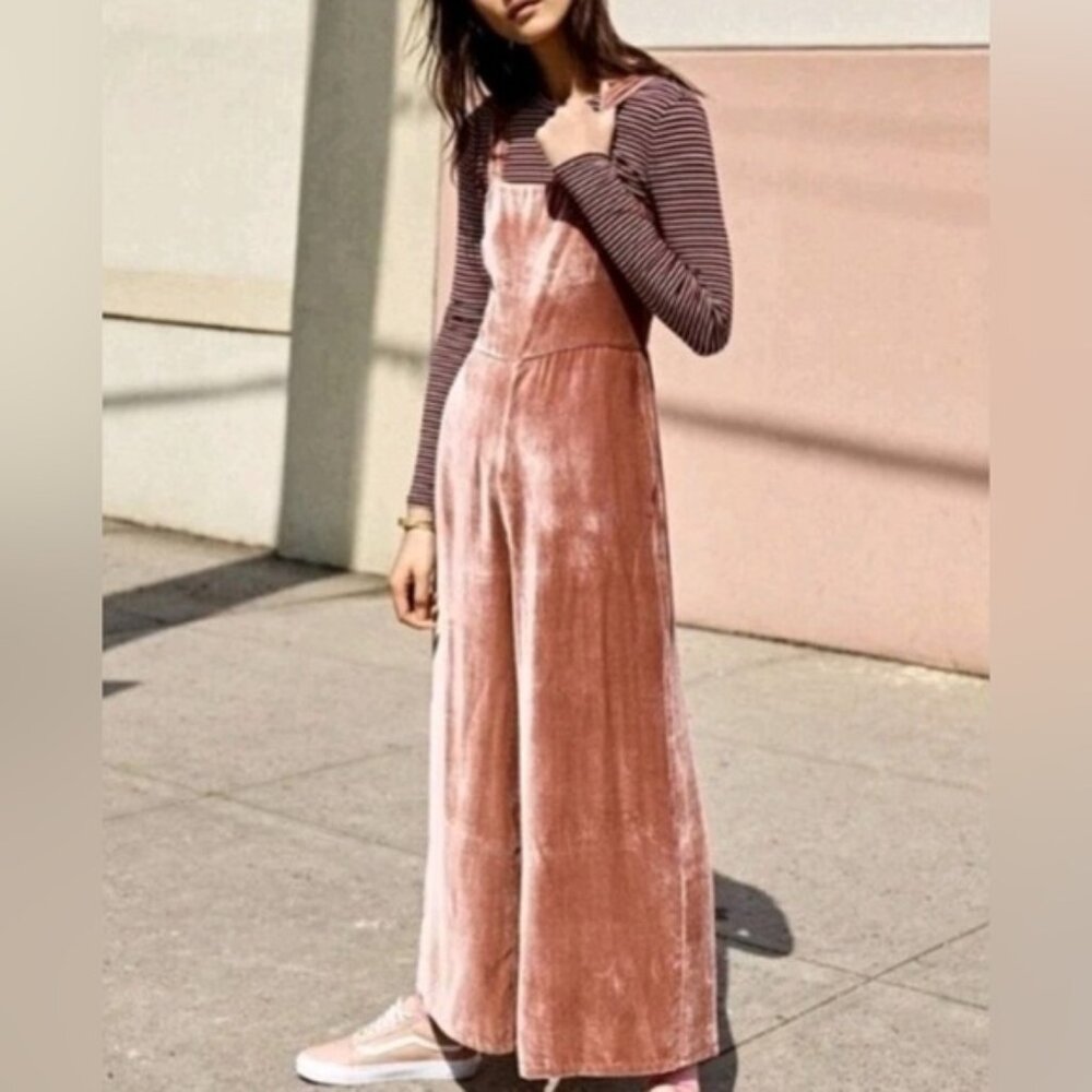 NEW Madewell Blush Velvet Jumpsuit